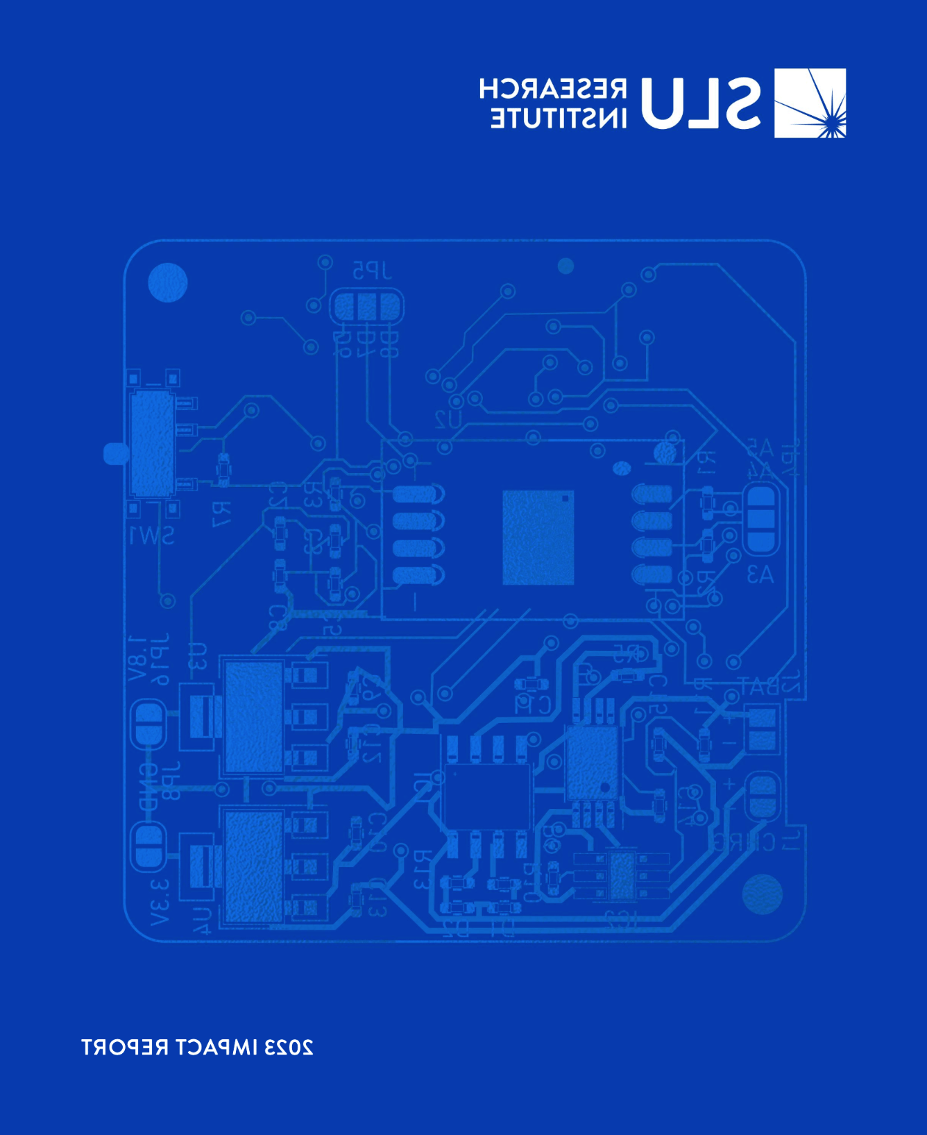 Impact Report Cover #3 on a blue background showing a GIS generated map of St Louis